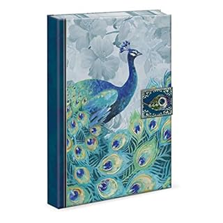 ‎Punch Studio Journal with Brooch Embellishment and Magnetic Tab Closure, Emerald Peacock Design (46620)