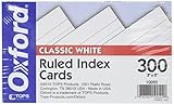 Oxford Ruled Index Cards, 3" x 5", White, Lined Index Flashcards, 300 per Pack (10022)