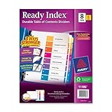 Avery 8 Tab Dividers for 3 Ring Binders, Customizable Table of Contents, Multicolor Tabs, 6 Sets (11186)