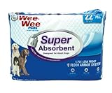Four Paws Wee-Wee Super Absorbent Unscented Pee Pads for Dogs & Puppies with Insta-Rise Border, Leak-Proof Dog Housebreaking Potty Training Floor Protection, 24" x 24", 22 Count