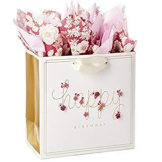 Hallmark Signature 7" Medium Birthday Gift Bag with Tissue Paper (Pink Flowers) B07HFLT6MF