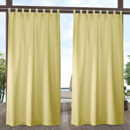 Set of 2 (84"x54") Indoor/Outdoor Solid Cabana Tab Top Curtain Panel Yellow - Exclusive Home (Please be advised that sets may be missing pieces or otherwise incomplete.)