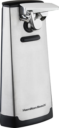 Hamilton Beach Extra-Tall Electric Automatic Can Opener with Easy-Clean Detachable Cutting Lever, Cord Storage, Knife Sharpener, Brushed Stainless Steel (76700) Brushed Stainless Steel