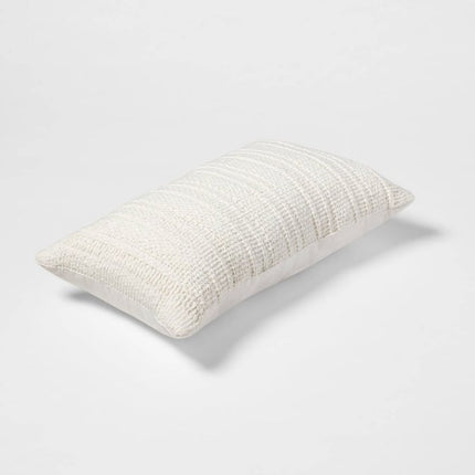Threshold Oversized Textural Woven Lumbar Throw Pillow Cream 20in x 12in