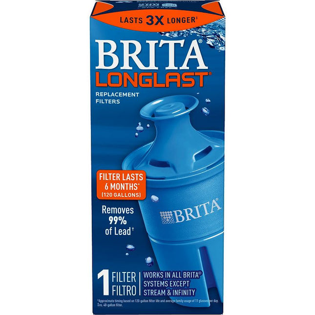 Brita Elite Water Filter Replacement for Pitchers and Dispensers, BPA-Free, Reduces 99% of Lead, Lasts Six Months or 120 Gallons, Includes 1 Pitcher Replacement Filter Blue