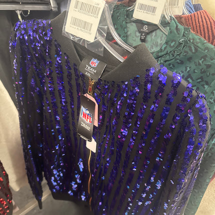 Baltimore Ravens XXL purple sequin jacket, official NFL license team apparel women’s