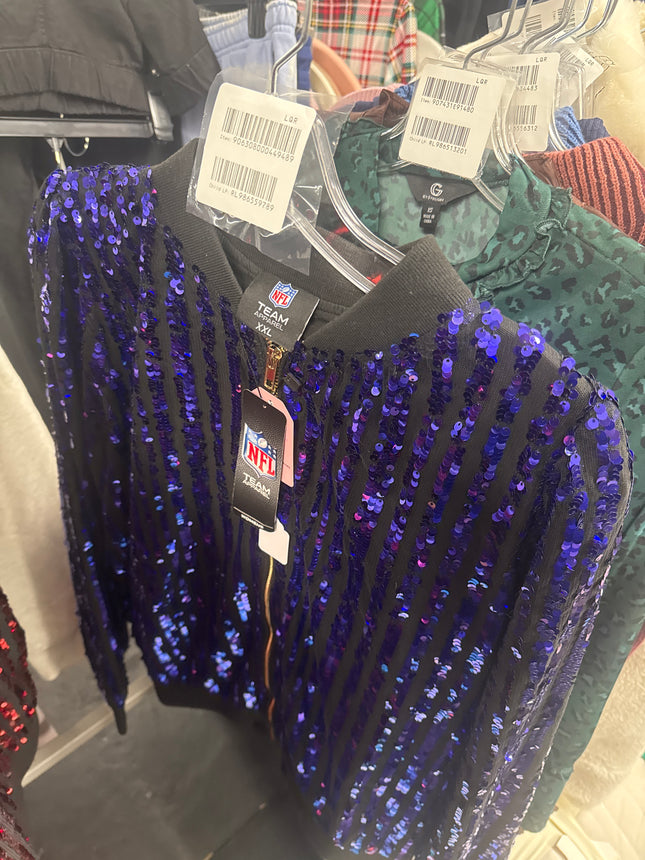 Baltimore Ravens XXL purple sequin jacket, official NFL license team apparel women’s