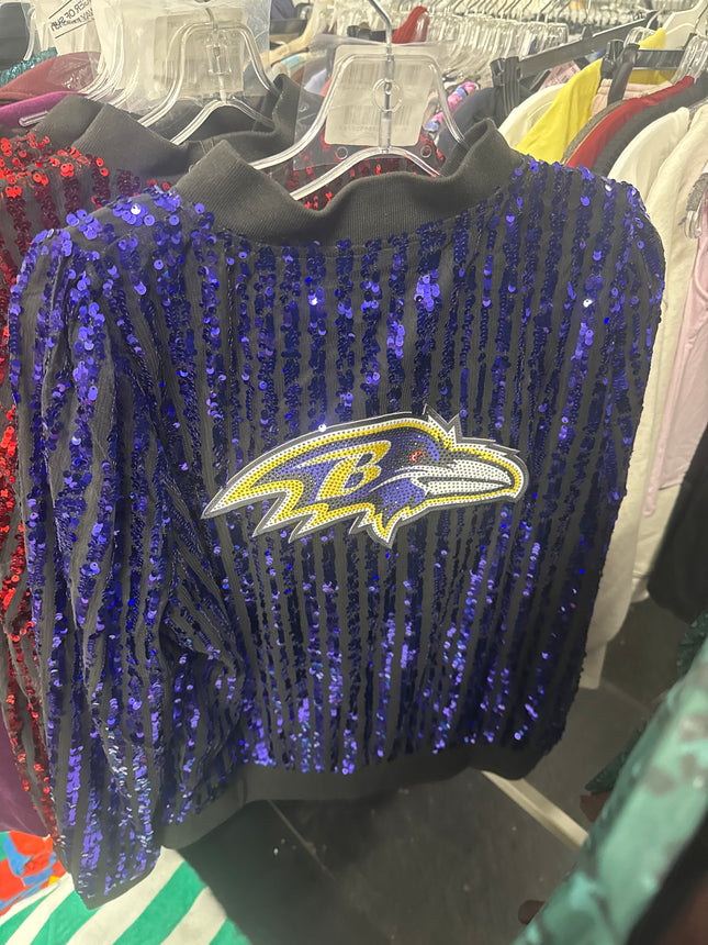 Baltimore Ravens XXL purple sequin jacket, official NFL license team apparel women’s