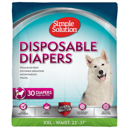 Simple Solution Dog Diapers Female, Dog Diapers, Potty Training, Super Absorbent, Breathable, Wetness Indicator for Urination, 22-37 Inch Waist, (XXL, 30ct)