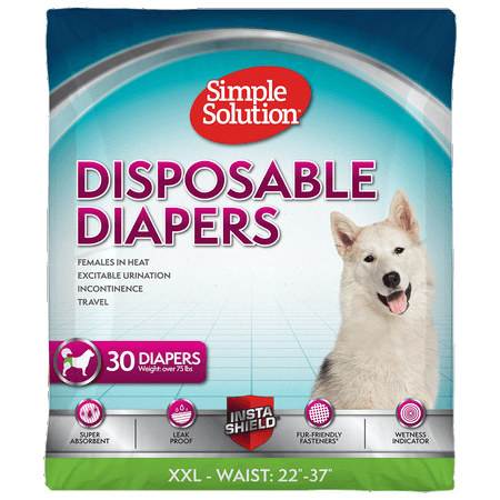 Simple Solution Dog Diapers Female, Dog Diapers, Potty Training, Super Absorbent, Breathable, Wetness Indicator for Urination, 22-37 Inch Waist, (XXL, 30ct)