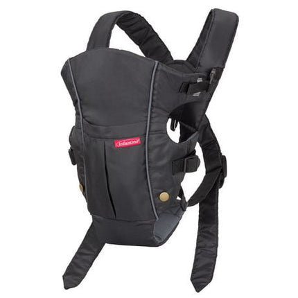 Infantino Swift Classic Carrier with Pocket, 2-Ways to Carry Carrier with Wonder Bib & Essentials Storage Front Pocket for Babies 8-25lb, Adjustable Strap, Black Black,Grey