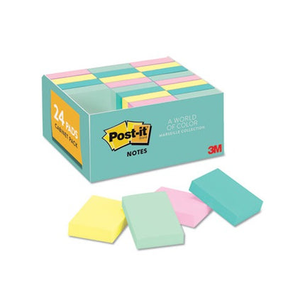 Post-it Notes, 1.5x2 in, 24 Pads, America's #1 Favorite Sticky Notes, Beachside Café Collection, Pastel Colors, Clean Removal, Recyclable
