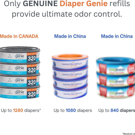 Diaper Genie Essentials Round Refill 4-Pack for Complete Expressions Pails