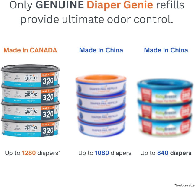Diaper Genie Essentials Round Refill 4-Pack for Complete Expressions Pails