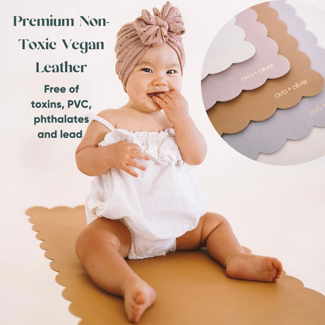 Ava + Oliver Vegan Leather Baby Changing Mat 16 X 30in Cream