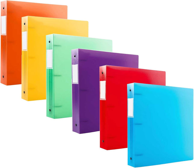 Filexec 1 Inch Frosted Assorted Color 3-Ring Binder 6 Pack