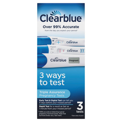 Clearblue Triple Assurance Pregnancy Test Kit, Home Pregnancy Tests, 3 Ways to Test, 3 Ct