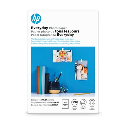 HP Everyday Photo Paper, Glossy, 4x6 in, 100 sheets (CR759A), Pack of 1