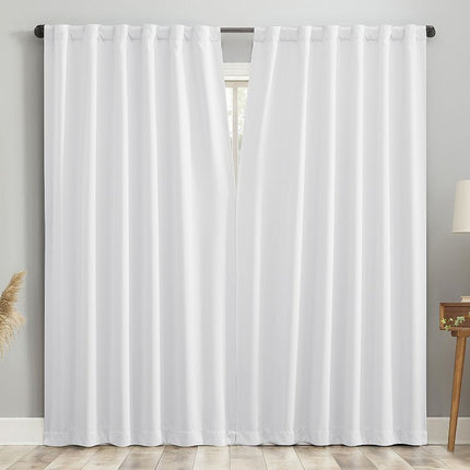 2pc 52"x63" Sun Zero Blackout Aria Magnetic Closure Back Tab Curtain Panel Pair White: Energy Efficient, Noise Reduction (Please be advised that sets may be missing pieces or otherwise incomplete.)