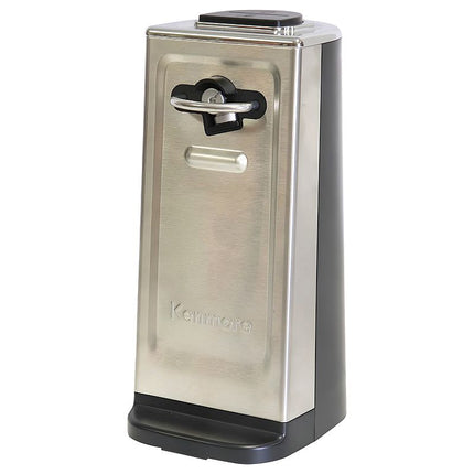 Kenmore Electric Can Opener - Arthritis-Friendly, Bottle Opener, Knife sharpener, Latas Abrelatas, Cord Storage, Automatic Countertop Appliance Stainless Steel Detachable Cutting Lever Black & Grey