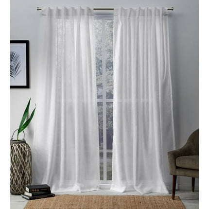 Set of 2 (96"x54") Bella Hidden Tab Top Sheer Curtain Panels: White, Mid-Century Modern, Polyester - Exclusive Home (Please be advised that sets may be missing pieces or otherwise incomplete.)