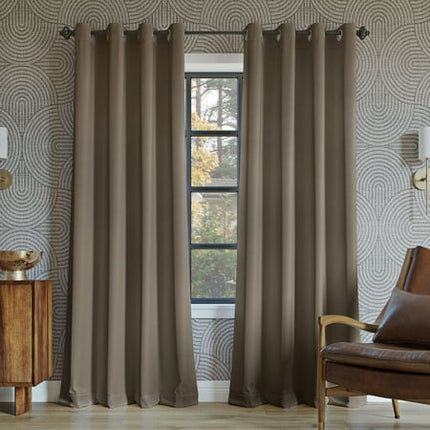 52"x108" Sun Zero 100% Blackout Oslo Theater Grade Grommet Curtain Panel Taupe: Indoor 108 Inch Solid Polyester