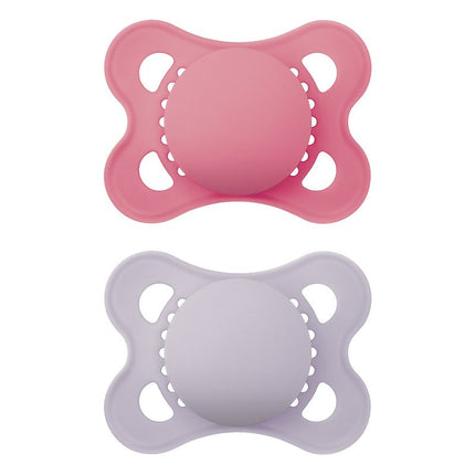 MAM Original Matte Baby Pacifiers, Binky for Girls 0-6 Months, BPA-Free Silicone Nipple, Easy to Clean, Best for Newborn Babies, Developed with Medical Experts, 2 Count Binkies with Sterilizer Case Pink