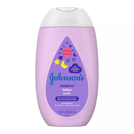 Johnson's Moisturizing Bedtime Baby Lotion with Coconut Oil & NaturalCalm Aromas to Help Relax Baby, Hypoallergenic & Free of Parabens, Phthalates & Dyes, Mild Baby Skin Care, 13.6 fl. oz