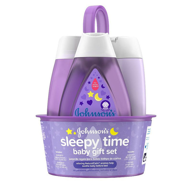 Johnson's Baby Sleepy Time Bedtime Gift Set with Relaxing NaturalCalm Aromas, Bedtime Baby Bath Shampoo, Wash & Lotion, Baby Bedtime Essentials, Hypoallergenic & Paraben-Free, 3 Items