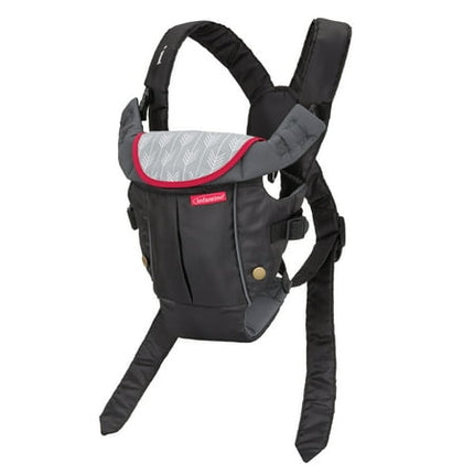 Infantino Swift Classic Carrier with Pocket, 2-Ways to Carry Carrier with Wonder Bib & Essentials Storage Front Pocket for Babies 8-25lb, Adjustable Strap, Black Black,Grey