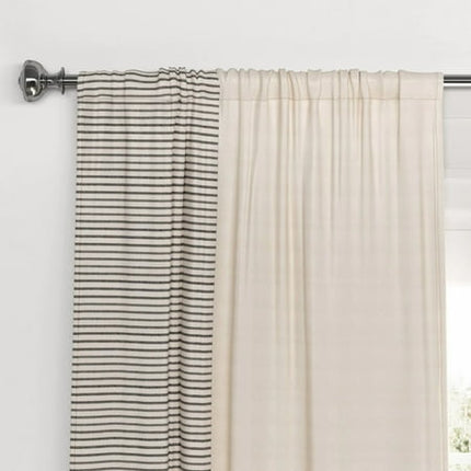 50"x84" Blackout Woven Stripe Border Window Curtain Panel Black - Threshold: Recycled Polyester, Rod Pocket