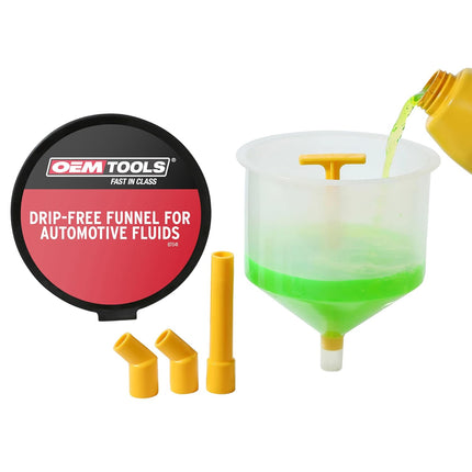 OEMTOOLS 87041 Drip Free Funnel for Automotive Fluids 6 Piece Kit White