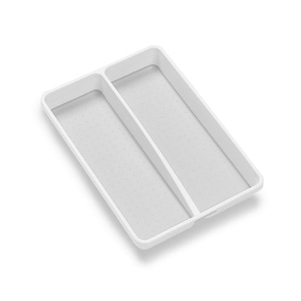 madesmart Classic Mini Utensil Tray, Soft Grip, Non-Slip Kitchen Drawer Organizer, 2 Compartments, Multi-Purpose Home Organization, BPA Free, White White
