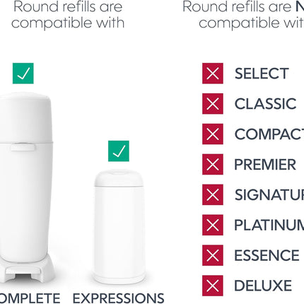 Diaper Genie Essentials Round Refill 4-Pack for Complete Expressions Pails