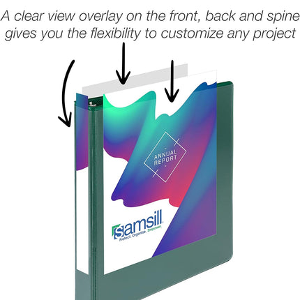 Samsill Durable 1 Inch Green D-Ring View Binder 4 Pack