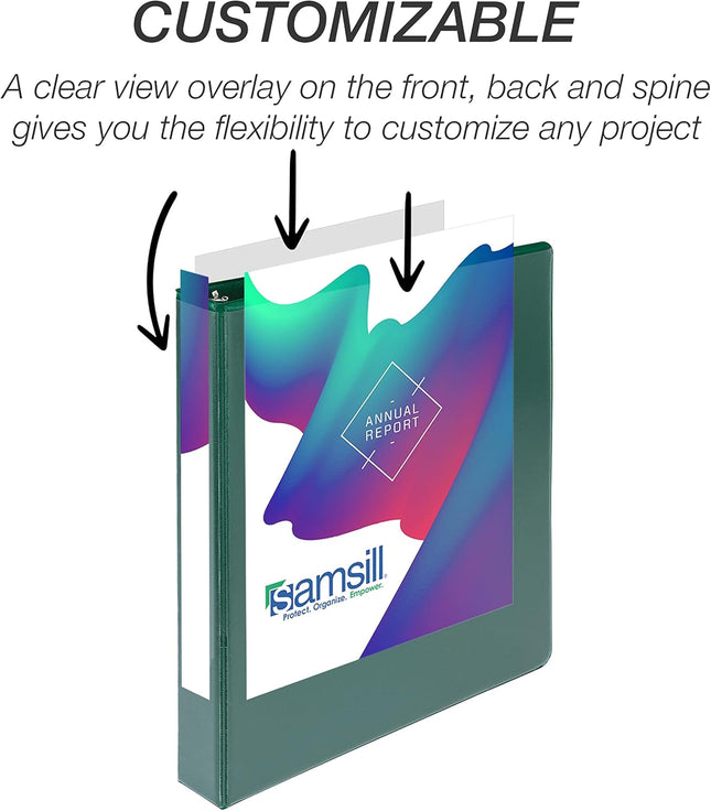 Samsill Durable 1 Inch Green D-Ring View Binder 4 Pack