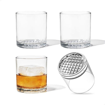 Tossware Reserve 12oz Old Fashion Set Of 4 Unbreakable Plastic Whiskey Glasses Clear