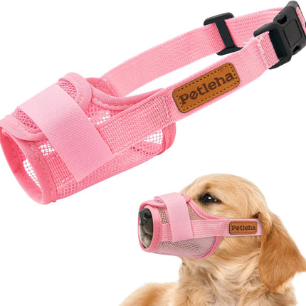 Coppthinktu Pink Breathable Mesh Soft Dog Muzzle for Large Breeds