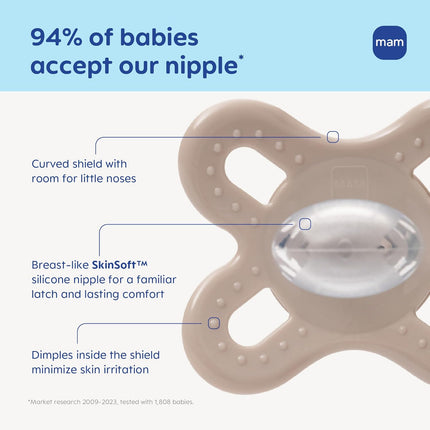 MAM Original Start Matte Baby Pacifiers 4-Pack for Newborns 0-3 Months