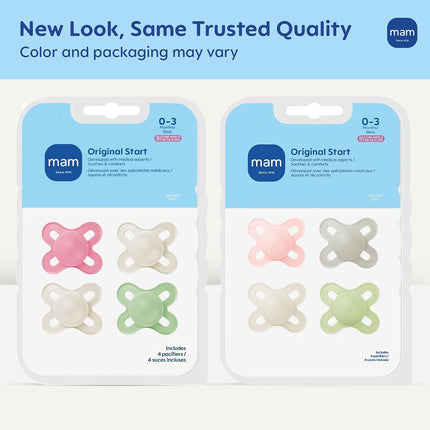 MAM Original Start Matte Baby Pacifiers 4-Pack for Newborns 0-3 Months