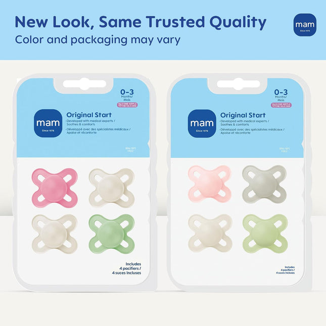 MAM Original Start Matte Baby Pacifiers 4-Pack for Newborns 0-3 Months
