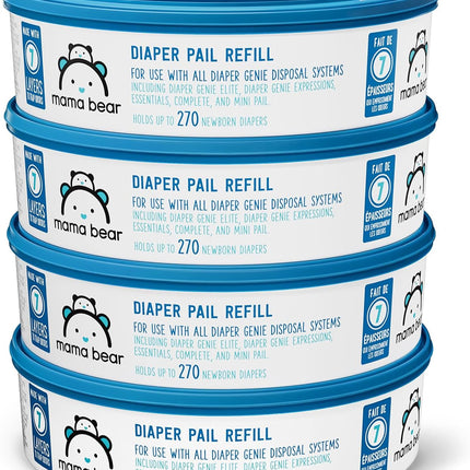Mama Bear Diaper Pail Refills with Odor Control Unscented 1080 Count