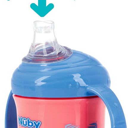 Nuby No-Spill Baby's First Soft Spout Cup 8oz 2-Pack Aqua Ocean Pink