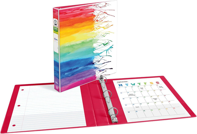 Avery Amy Tangerine Designer 1 Inch Watercolor Rainbow Binder