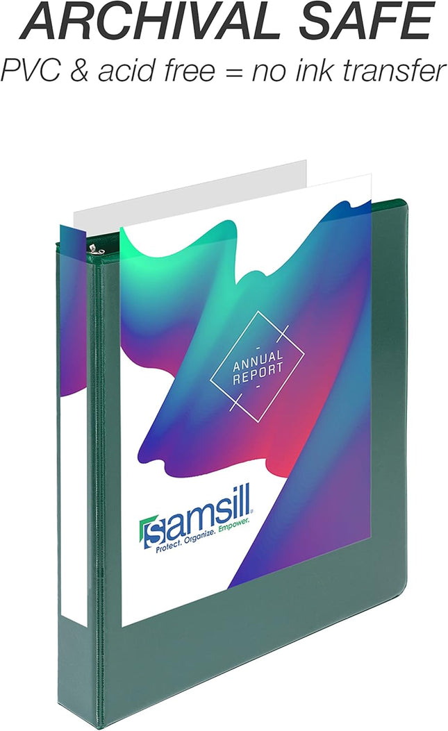 Samsill Durable 1 Inch Green D-Ring View Binder 4 Pack