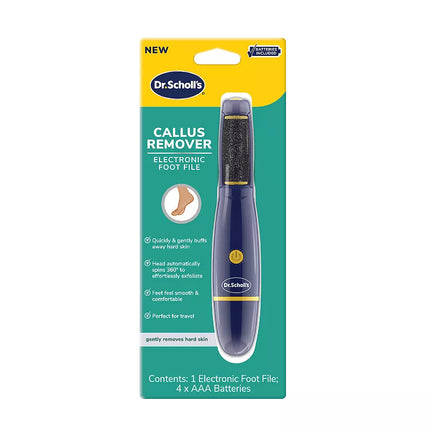 Dr. Scholl's Callus Remover Electronic Foot File, Electric Hard Skin Removal for Feet, Effortless Soft Smooth Skin in Minutes, Perfect for Travel, for Women & Men, AAA Batteries Included