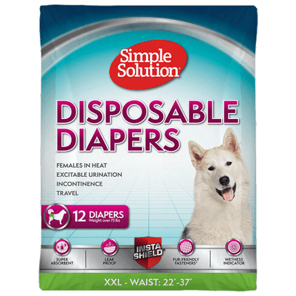 Simple Solution True Fit Disposable Dog Diapers for Female Dogs | Super Absorbent with Wetness Indicator | XXL | 12 Count