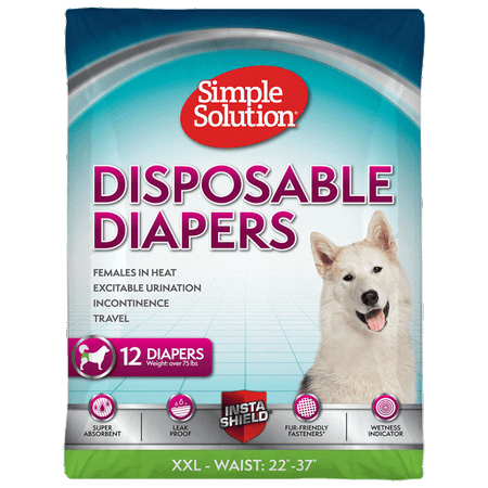 Simple Solution True Fit Disposable Dog Diapers for Female Dogs | Super Absorbent with Wetness Indicator | XXL | 12 Count