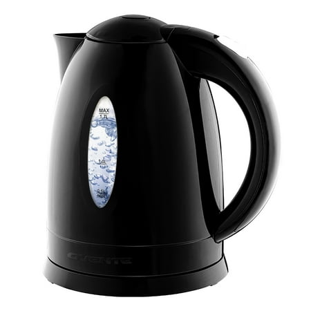 OVENTE Electric Kettle, 1.7L Fast Boiling Water Heater for Coffee or Tea, BPA Free with Water Level Gauge, Auto Shut-Off, Boil-Dry Protection, Indicator Light and Removable Filter, Black KP72B Black