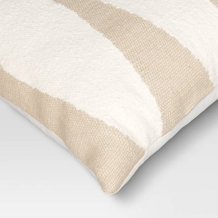 Threshold Cotton Woven Modern Square Throw Pillow Beige Ivory 18in